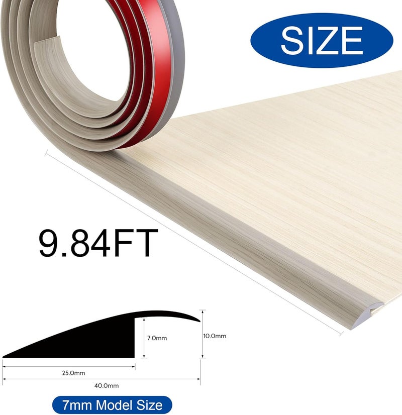 bnell Floor Transition Strip Self Adhesive-PVC Carpet & Floor Edging Trim Strip,Threshold Transitions Suitable for Threshold Height Less Than 7mm (9.84FT_Gray Wood Grain) - Image 3